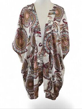 Umgee Pink Paisley Open-Front Kimono Shrug